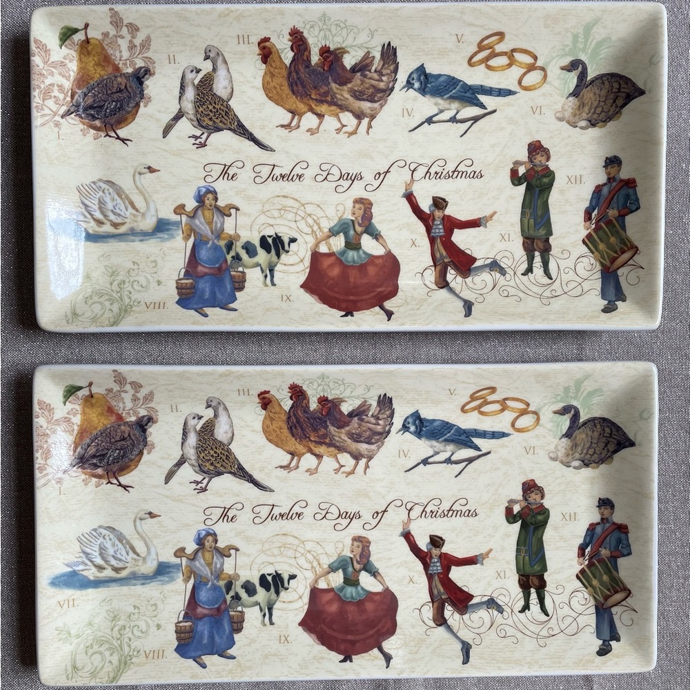 12 Twelve Days of Christmas Plates ~ Set of 2